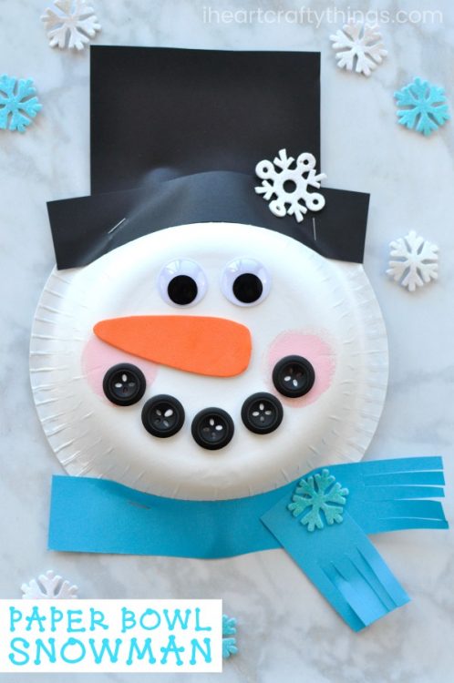 Paper Bowl Snowman Craft - I Heart Crafty Things